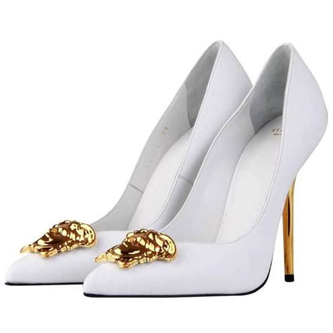 white medusa versace shoes|versace medusa detail round heels.